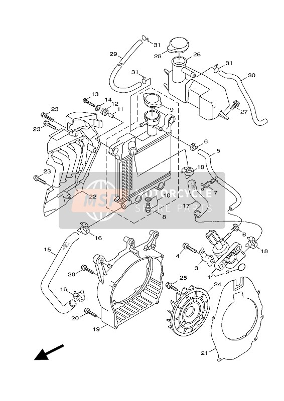 Yamaha HW151 XENTER 2012 Radiador & Manguera para un 2012 Yamaha HW151 XENTER